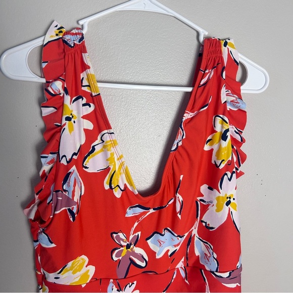 Catalina Red and Yellow One Piece Swimsuit V-Neck - Picture 3 of 5